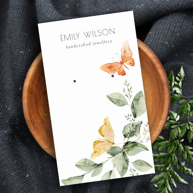 Tarjeta De Visita Cute Garden Foliage Butterflies Earl Display (Subido por el creador)