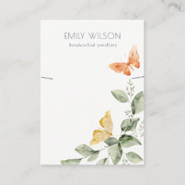 Tarjeta De Visita Cute Garden Foliage Butterflies Necklation
