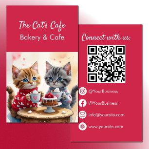 Tarjeta De Visita Cute gatitos bebidas calientes pastelería café caf