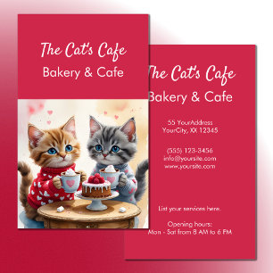 Tarjeta De Visita Cute gatitos bebidas calientes pastelería cafeterí