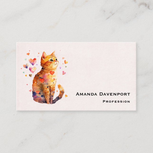 Tarjeta De Visita Cute gato de tabla con corazón (Anverso)