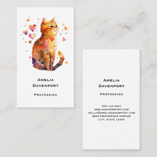 Tarjeta De Visita Cute gato de tabla con corazón
