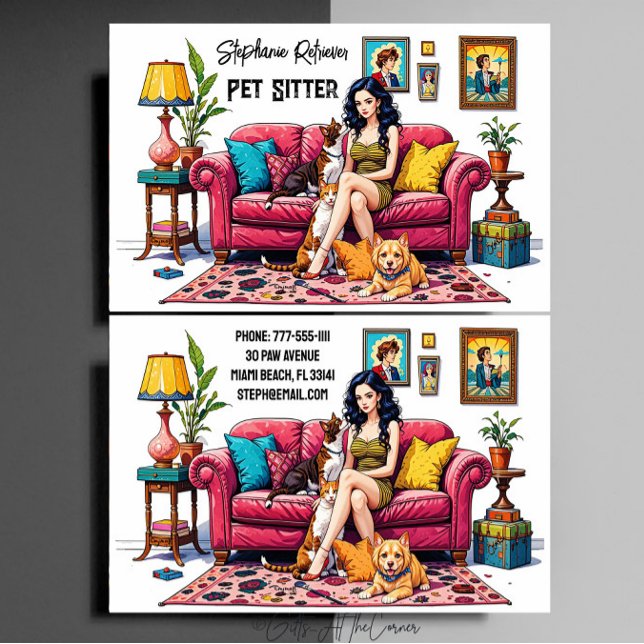 Tarjeta De Visita Cute Girl Pet Sitter Dog Walker (Subido por el creador)