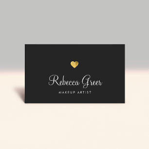 Tarjeta De Visita Cute Gold Heart Black Beauty Consultor