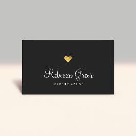 Tarjeta De Visita Cute Gold Heart Black Beauty Consultor