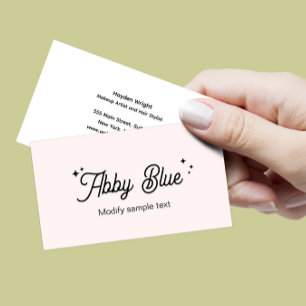 Tarjeta de visita Cute Guión Rosa Estrellas de let