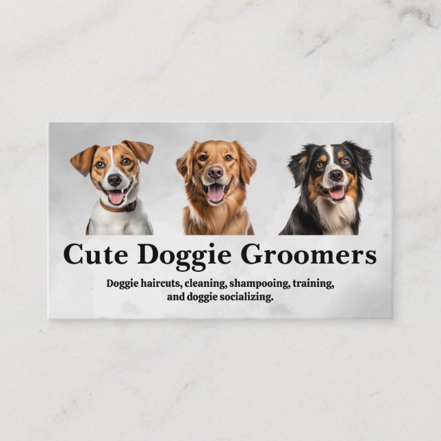 Tarjeta De Visita Cute Happy Dogs Sonriendo | Servicios para animale (Anverso)