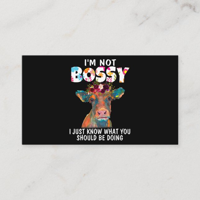Tarjeta De Visita Cute Heifer Flores Vacas Lover Mujeres Divertidas  (Anverso)