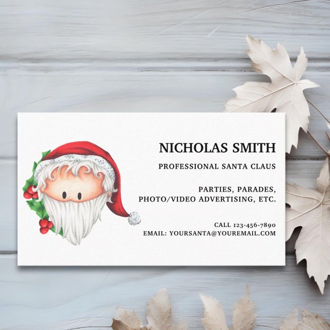 Tarjeta De Visita Cute Holly Navidades Santa Claus (Subido por el creador)