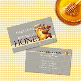 Tarjeta De Visita Cute Honey Happy Teddy Bear Jar Honeycomb