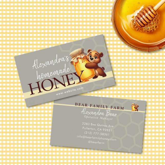 Tarjeta De Visita Cute Honey Happy Teddy Bear Jar Honeycomb (Subido por el creador)