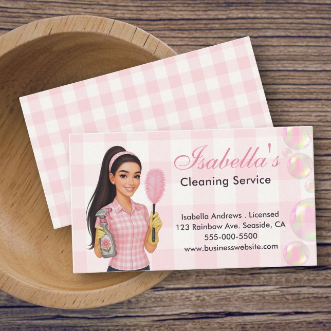 Tarjeta De Visita Cute House Cleaning Maid Housekeeping Service (Subido por el creador)