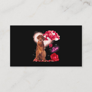 Tarjeta De Visita Cute Irish Setter Balloon Día de San Valentín Val