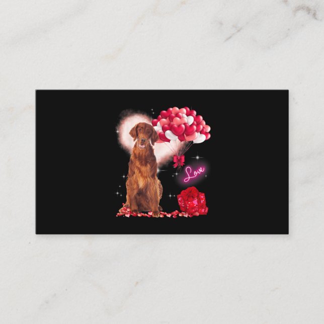 Tarjeta De Visita Cute Irish Setter Balloon Día de San Valentín Val (Anverso)