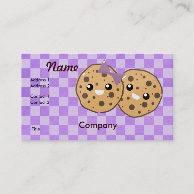 Tarjeta De Visita Cute Kawaii Chocolate Chip Cookie Pareja (Anverso)
