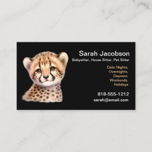 Tarjeta De Visita Cute Kawaii Leopardo Niñera House Sitter Mascota