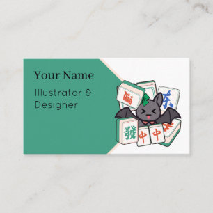 Tarjeta De Visita Cute Kawaii Mahjong Murciélago Jugador