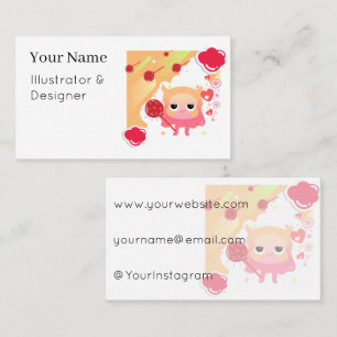 Tarjeta De Visita Cute Kawaii Monstruo y Chupachús con Corazón