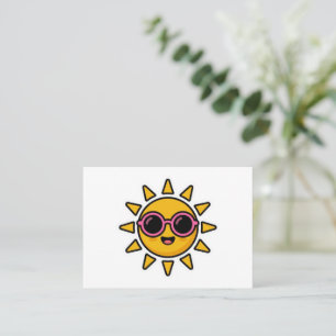 Tarjeta De Visita Cute Kawaii Sol Retro con Gafas de Sol Rosadas Ver