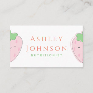 Tarjeta De Visita Cute Kawaii Strawberry Nutritionist Food