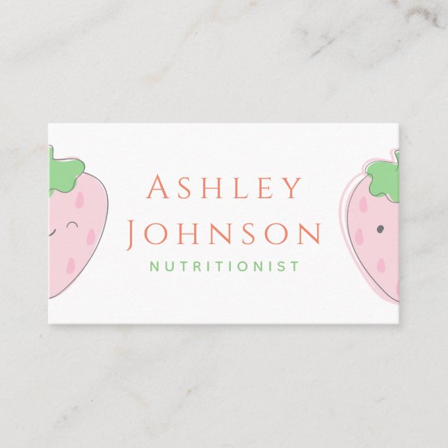 Tarjeta De Visita Cute Kawaii Strawberry Nutritionist Food (Anverso)