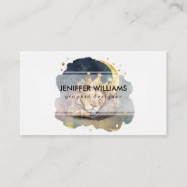 Tarjeta De Visita Cute  king Lion Sleeping On The Moon              