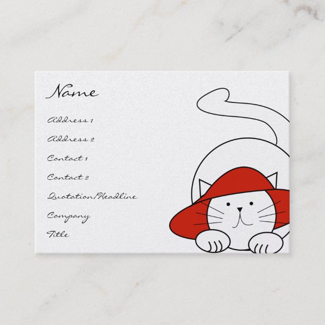 Tarjeta De Visita Cute Kitty Cat Business Cards Red Gorra (Anverso)