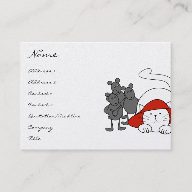 Tarjeta De Visita Cute Kitty Cat Mice Business Cards Red Gorra (Anverso)