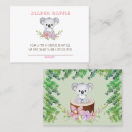 Tarjeta De Visita Cute Koala Chica del oso Diaper Raffle Baby Shower
