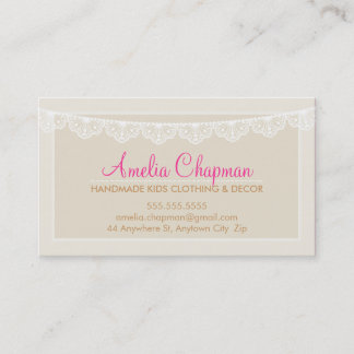 Tarjeta De Visita CUTE LACE BUNING elegante elegante color crema ros