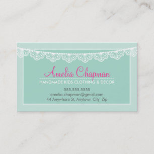 Tarjeta De Visita CUTE LACE BUNTING elegante elegante de menta suave