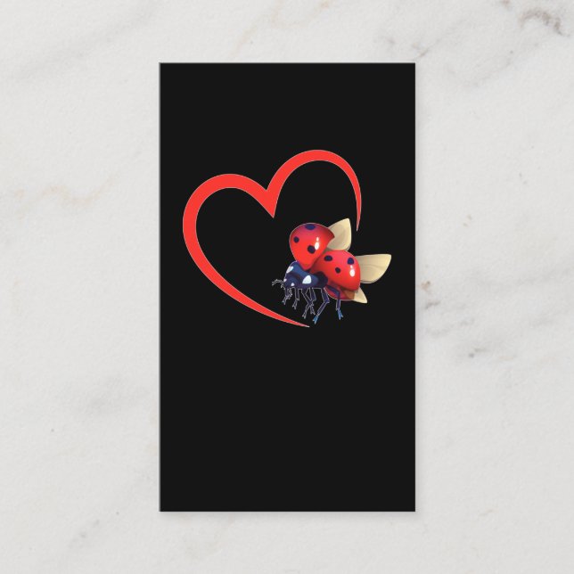 Tarjeta De Visita Cute Ladybeetle Heart Ladybug (Anverso)