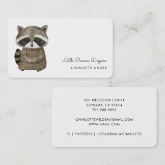 Tarjeta De Visita Cute Little Raccoon Daycare Business Card