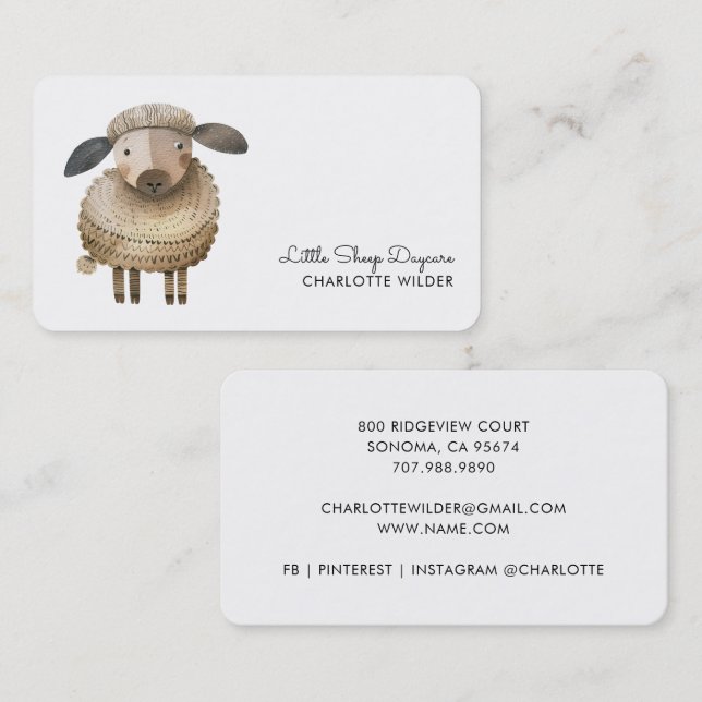 Tarjeta De Visita Cute Little Sheep Daycare Business Card (Anverso / Reverso)