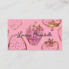 Tarjeta De Visita Cute Luxury Blush Pink Strawberry Pattern