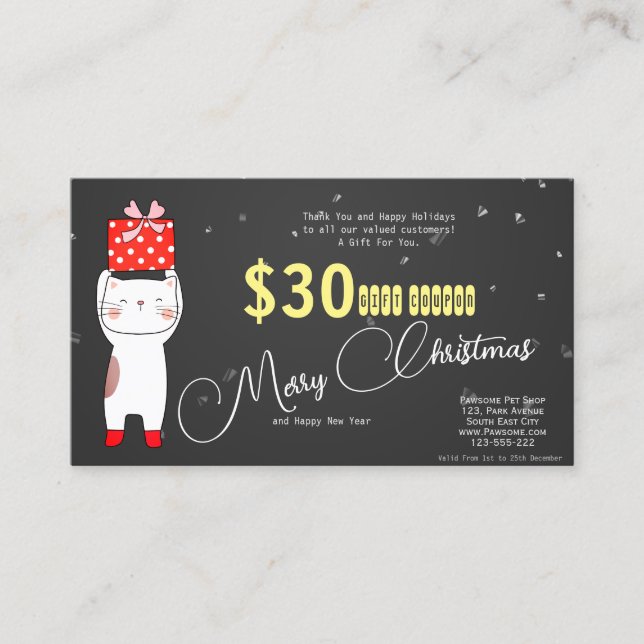 Tarjeta De Visita Cute Mascota Merry Christmas Giards (Anverso)