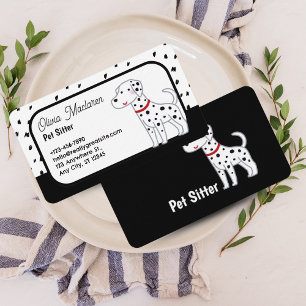 Tarjeta de visita Cute Mascota Sitter - Blanco y n