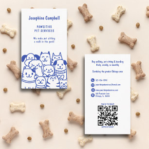 Tarjeta De Visita Cute Mascota Sitter Ilustracion mínimo Código QR A