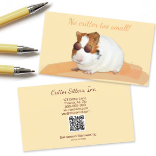Tarjeta De Visita Cute Mascota Situ Guinea Cerdo QR Código