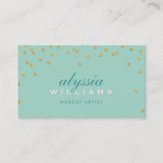 Tarjeta De Visita CUTE mini confetti oro brillante purpurina menta v
