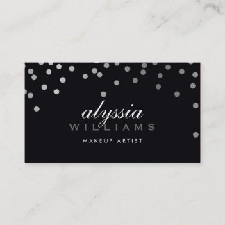 Tarjeta De Visita CUTE mini confetti Relieve metalizado plateado bri