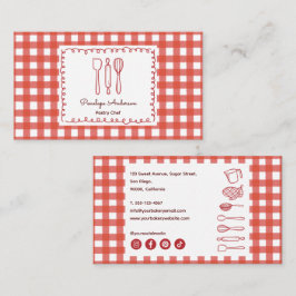 Tarjeta De Visita Cute Modern Farmhouse Gingham Social Icons