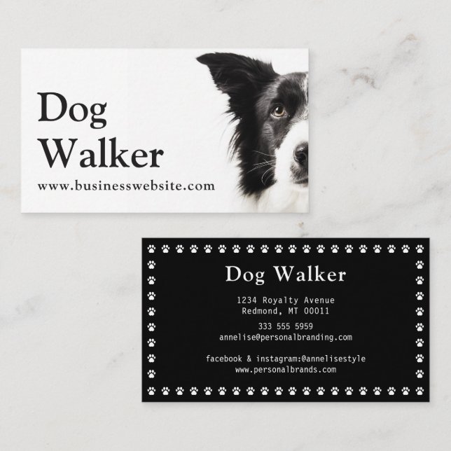Tarjeta De Visita Cute Modern Silhouette Dog Walking Dog Sitting  (Anverso / Reverso)