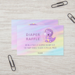 Tarjeta De Visita Cute morado dinosaurio Baby Shower Diaper Raffle B