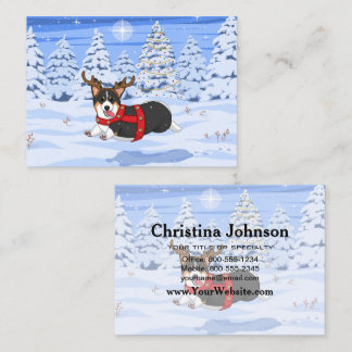 Tarjeta De Visita Cute Navidades de Corgi Negro disfraz de reno