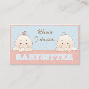 Tarjeta De Visita Cute Niños Babysitter Pastel Color