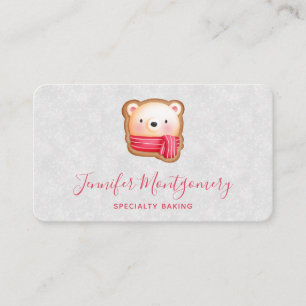 Tarjeta De Visita Cute Oso Cara Cara Rojo Carne y mejillas rosadas