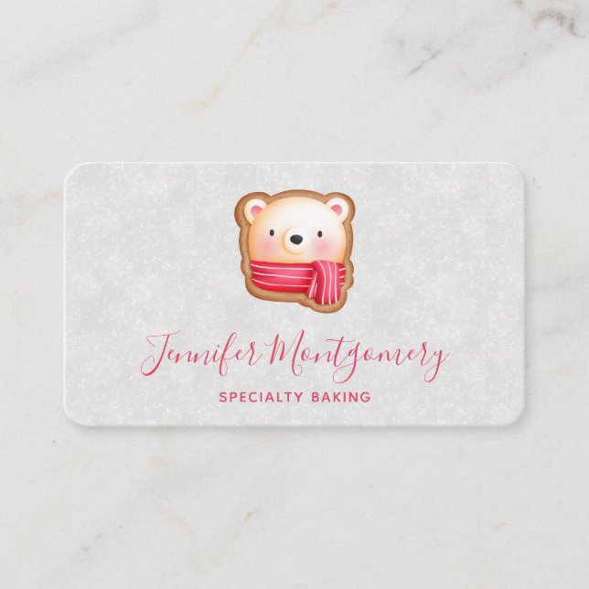Tarjeta De Visita Cute Oso Cara Cara Rojo Carne y mejillas rosadas (Anverso)