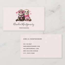 Tarjeta De Visita Cute Otter Pareja en el Amor