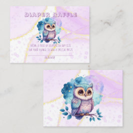 Tarjeta De Visita Cute Owl Diaper Raffle Chica Baby Shower